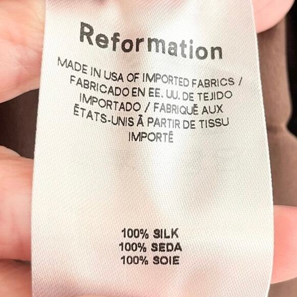 Reformation Provence Silk Midi Dress ES In Cafe Brown 2X NWT - Picture 9 of 10